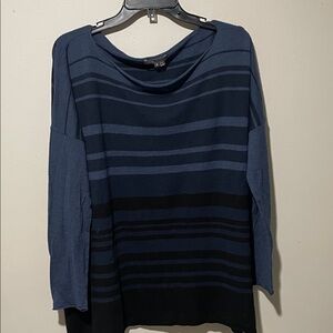 Vince Women's Cowl Neck Sweater - Navy and Black Stripes